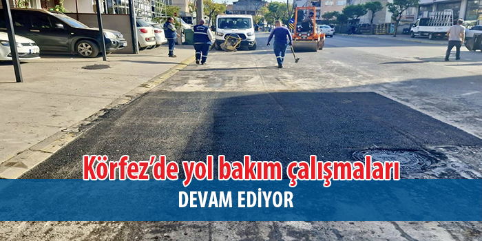 Körfez’de yol bakım çalışmaları aralıksız sürüyor.