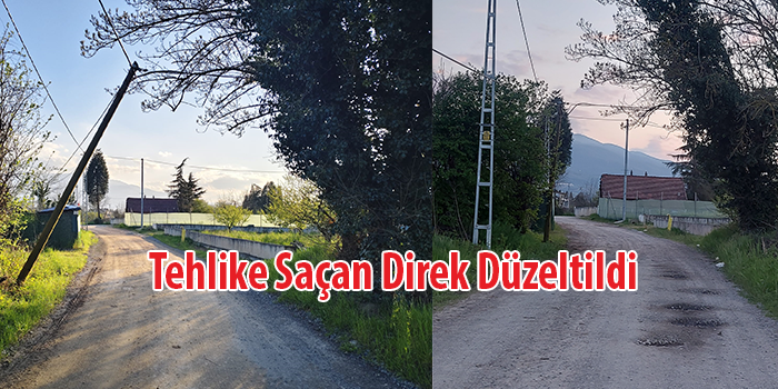 ''Eşme'de Büyük Tehlike''  Adlı haberimiz Sonrası O Direk Düzeltildi