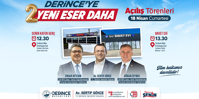 Derince’de İki Yeni Eser Daha Hizmete Açılıyor
